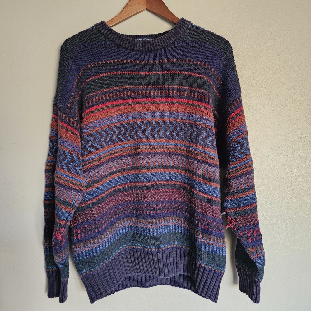 Vintage Gant Sweater Mens XL Hand Framed Striped Chunky Multicolor‎ Grandpa